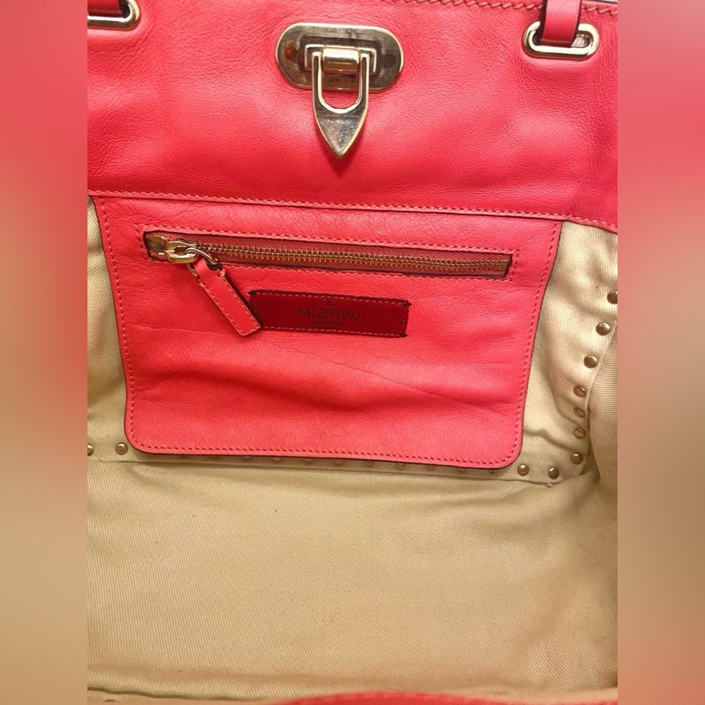 Valentino Garavani Rockstud Pink Small Tote Calfskin leather Bag - Picture 6 of 13